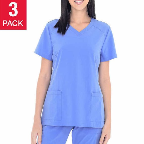 BT Supply Co Ladies' V-Neck Scrub Top, 3-pack - Picture 1 of 11